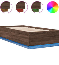 Bettgestell mit LED Braun Eichen-Optik 90x200 cm Holzwerkstoff
