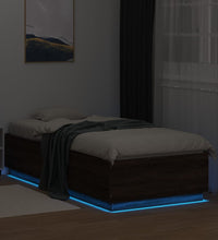 Bettgestell mit LED Braun Eichen-Optik 90x200 cm Holzwerkstoff