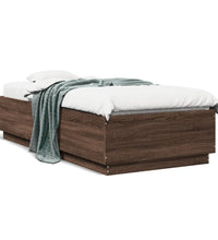 Bettgestell mit LED Braun Eichen-Optik 90x200 cm Holzwerkstoff