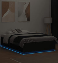 Bettgestell mit LED Schwarz 140x190 cm Holzwerkstoff