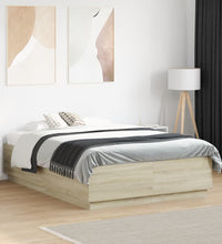 Bettgestell mit LED Sonoma-Eiche 140x190 cm Holzwerkstoff