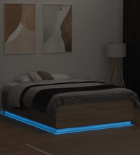 Bettgestell mit LED Sonoma-Eiche 140x190 cm Holzwerkstoff
