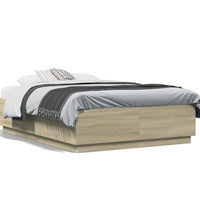 Bettgestell mit LED Sonoma-Eiche 140x190 cm Holzwerkstoff