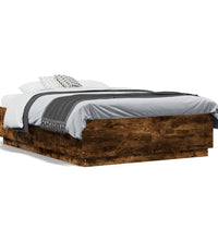 Bettgestell mit LED Räuchereiche 140x190 cm Holzwerkstoff