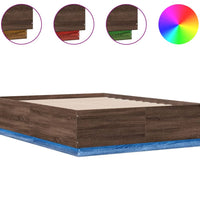 Bettgestell mit LED Braun Eichen-Optik 140x190 cm Holzwerkstoff