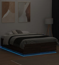 Bettgestell mit LED Braun Eichen-Optik 140x190 cm Holzwerkstoff