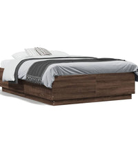 Bettgestell mit LED Braun Eichen-Optik 140x190 cm Holzwerkstoff