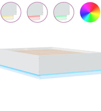 Bettgestell mit LED Weiß 135x190 cm Holzwerkstoff