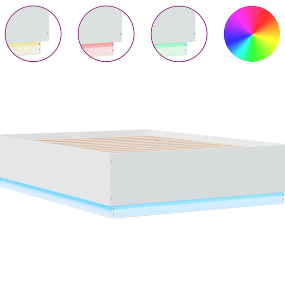 Bettgestell mit LED Weiß 135x190 cm Holzwerkstoff