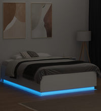 Bettgestell mit LED Weiß 135x190 cm Holzwerkstoff