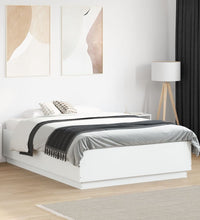 Bettgestell mit LED Weiß 135x190 cm Holzwerkstoff