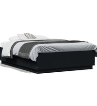 Bettgestell mit LED Schwarz 135x190 cm Holzwerkstoff