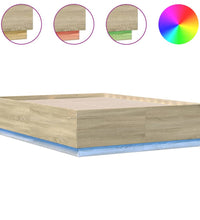 Bettgestell mit LED Sonoma-Eiche 135x190 cm Holzwerkstoff