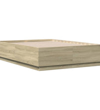 Bettgestell mit LED Sonoma-Eiche 135x190 cm Holzwerkstoff