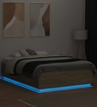 Bettgestell mit LED Sonoma-Eiche 135x190 cm Holzwerkstoff