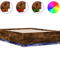 Bettgestell mit LED Räuchereiche 135x190cm Holzwerkstoff