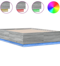 Bettgestell mit LED Grau Sonoma 135x190 cm Holzwerkstoff