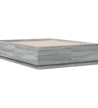 Bettgestell mit LED Grau Sonoma 135x190 cm Holzwerkstoff
