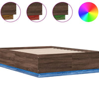 Bettgestell mit LED Braun Eichen-Optik 135x190 cm Holzwerkstoff