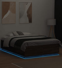 Bettgestell mit LED Braun Eichen-Optik 135x190 cm Holzwerkstoff