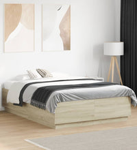 Bettgestell mit LED Sonoma-Eiche 120x190 cm Holzwerkstoff