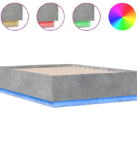 Bettgestell mit LED Betongrau 120x190 cm Holzwerkstoff