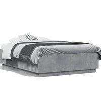 Bettgestell mit LED Betongrau 120x190 cm Holzwerkstoff