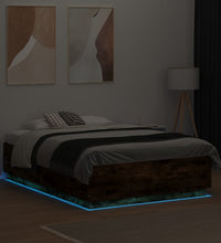 Bettgestell mit LED Räuchereiche 120x190 cm Holzwerkstoff