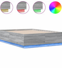 Bettgestell mit LED Grau Sonoma 120x190 cm Holzwerkstoff