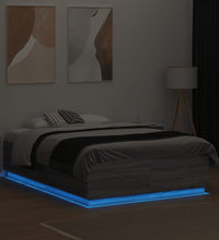 Bettgestell mit LED Grau Sonoma 120x190 cm Holzwerkstoff