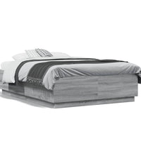 Bettgestell mit LED Grau Sonoma 120x190 cm Holzwerkstoff