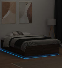 Bettgestell mit LED Braun Eichen-Optik 120x190 cm Holzwerkstoff