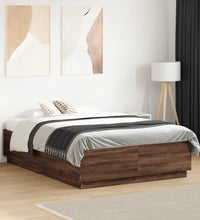 Bettgestell mit LED Braun Eichen-Optik 120x190 cm Holzwerkstoff