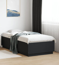 Bettgestell mit LED Schwarz 90x190 cm Holzwerkstoff