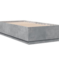 Bettgestell mit LED Betongrau 90x190 cm Holzwerkstoff