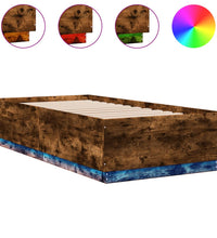 Bettgestell mit LED Räuchereiche 90x190 cm Holzwerkstoff