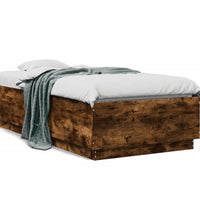 Bettgestell mit LED Räuchereiche 90x190 cm Holzwerkstoff