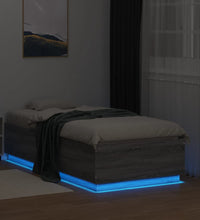 Bettgestell mit LED Grau Sonoma 90x190 cm Holzwerkstoff