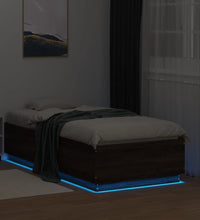 Bettgestell mit LED Braun Eichen-Optik 90x190 cm Holzwerkstoff