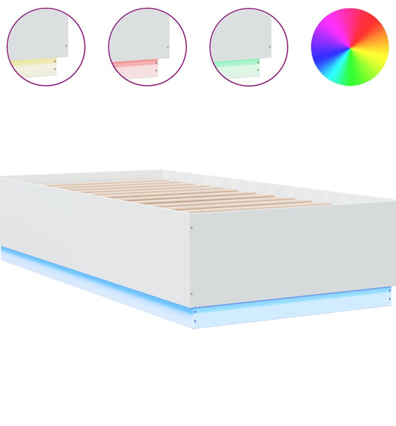 Bettgestell mit LED Weiß 75x190 cm Holzwerkstoff