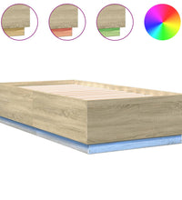 Bettgestell mit LED Sonoma-Eiche 75x190 cm Holzwerkstoff