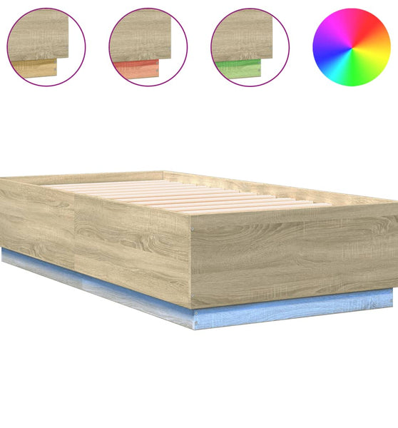 Bettgestell mit LED Sonoma-Eiche 75x190 cm Holzwerkstoff
