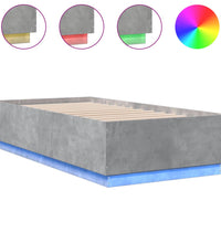 Bettgestell mit LED Betongrau 75x190 cm Holzwerkstoff