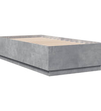 Bettgestell mit LED Betongrau 75x190 cm Holzwerkstoff