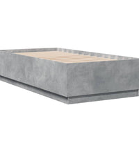 Bettgestell mit LED Betongrau 75x190 cm Holzwerkstoff