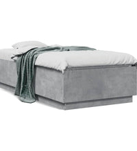 Bettgestell mit LED Betongrau 75x190 cm Holzwerkstoff