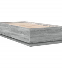 Bettgestell mit LED Grau Sonoma 75x190 cm Holzwerkstoff