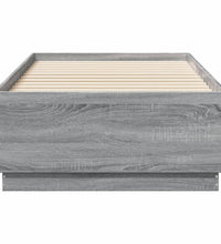 Bettgestell mit LED Grau Sonoma 75x190 cm Holzwerkstoff