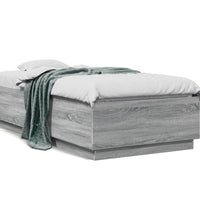 Bettgestell mit LED Grau Sonoma 75x190 cm Holzwerkstoff