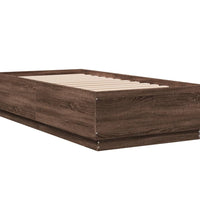 Bettgestell mit LED Braun Eichen-Optik 75x190 cm Holzwerkstoff